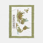 Couverture Polaire Carte du monde de l'aquarelle des bois (Devant)