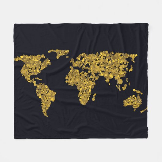 Couverture Polaire Carte du monde des points d'or (Devant (Horizontal))