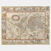 Couverture Polaire Carte du monde médiéval (par Willem Blaeu) (Devant (Horizontal))
