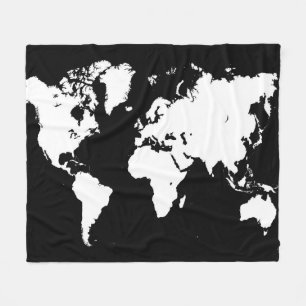 Couverture Polaire Carte du monde noir 69
