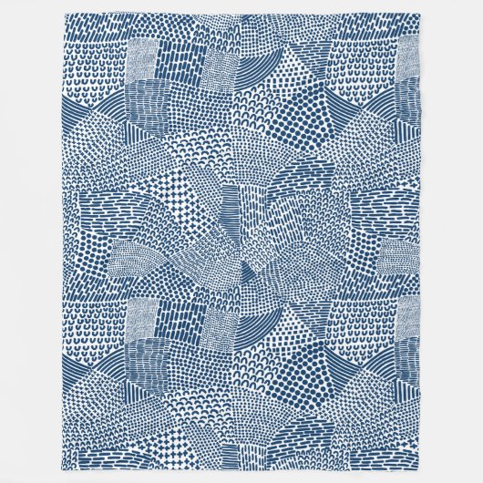 Couverture Polaire Carte en patchwork abstrait - Bleu de teinture ind (Devant)