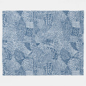 Couverture Polaire Carte en patchwork abstrait - Bleu de teinture ind (Devant (Horizontal))