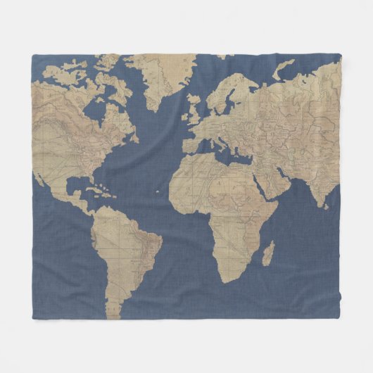 Couverture Polaire Carte Gold et Blue World (Devant (Horizontal))