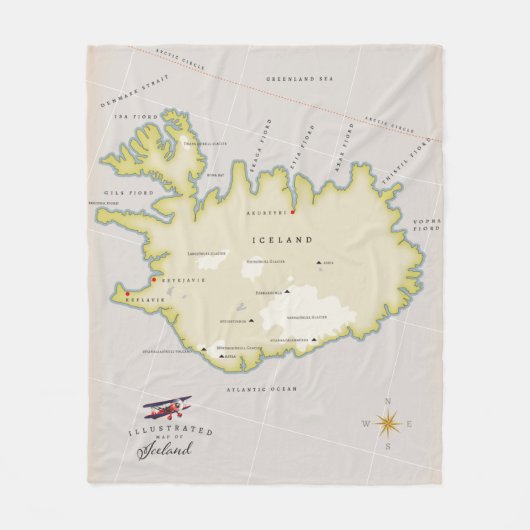 Couverture Polaire Carte illustrée de l'Islande (Devant)