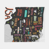 Couverture Polaire Carte illustrée des États-Unis. Poster avec états  (Devant (Horizontal))