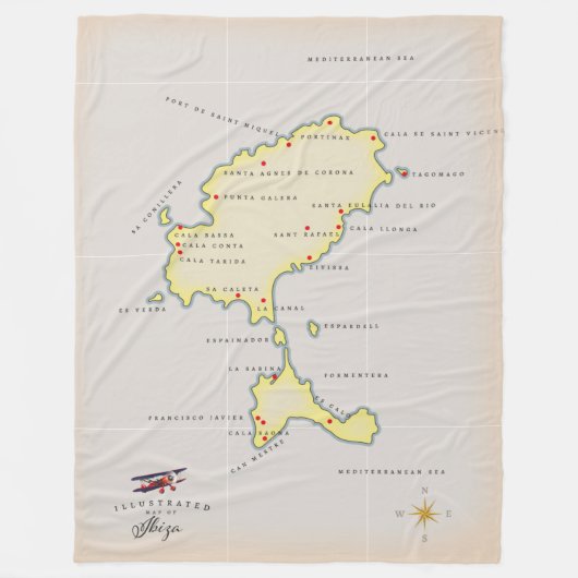 Couverture Polaire Carte illustrée d'Ibiza (Devant)