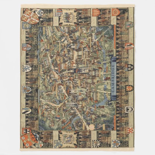 Couverture Polaire Carte imagée de Cambridge, Angleterre (Devant)