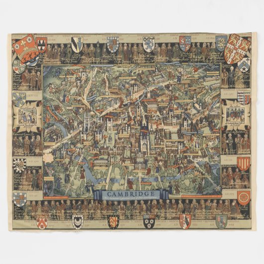 Couverture Polaire Carte imagée de Cambridge, Angleterre (Devant (Horizontal))