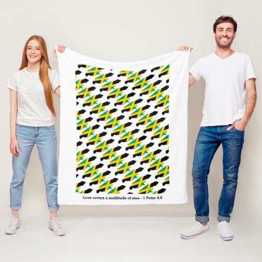 Couverture Polaire Carte Jamaïque personnalisée (En situation)