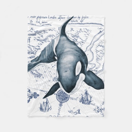 Couverture Polaire Carte Orca bleu (Devant)
