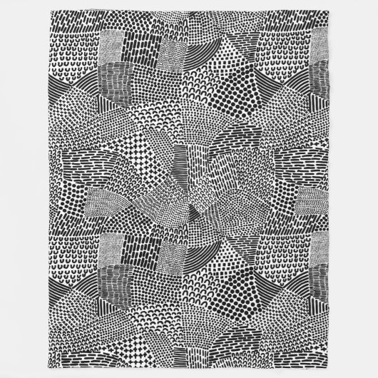 Couverture Polaire Carte patchwork abstraite - Noir sur blanc (Devant)