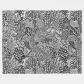 Couverture Polaire Carte patchwork abstraite - Noir sur blanc (Devant (Horizontal))