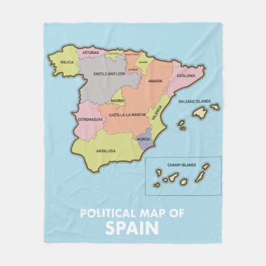 Couverture Polaire Carte politique de l'Espagne. Magnet (Devant)