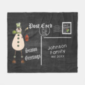 Couverture Polaire Carte postale Chalkboard avec Snowman rustique (Devant (Horizontal))