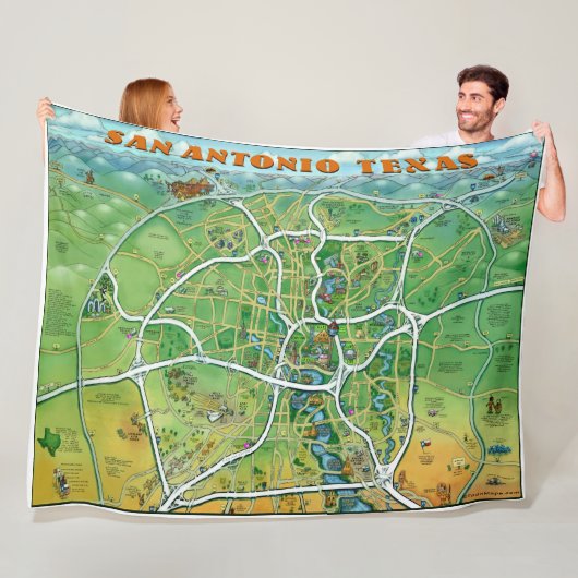 Couverture Polaire Carte San Antonio Texas Fun Map (En situation)