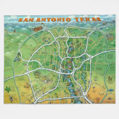 Couverture Polaire Carte San Antonio Texas Fun Map (Devant (Horizontal))