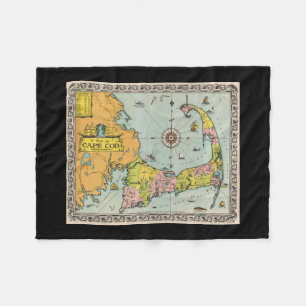 Couverture Polaire Carte vintage de Cape Cod