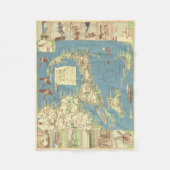 Couverture Polaire Carte vintage de Cape Cod (1940) (Devant)