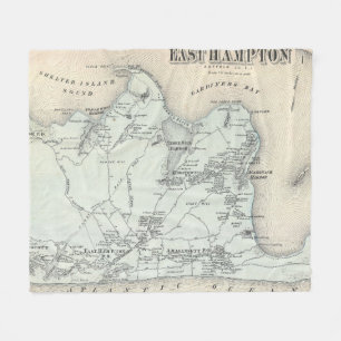 Couverture Polaire Carte vintage de Hampton est New York (1873)