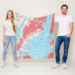 Couverture Polaire Carte vintage de Jersey City NJ (1955) 2