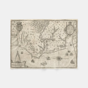 Couverture Polaire Carte vintage de la Caroline du Nord côtière