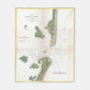 Couverture Polaire Carte vintage de l'admission de Barnegat (1865)