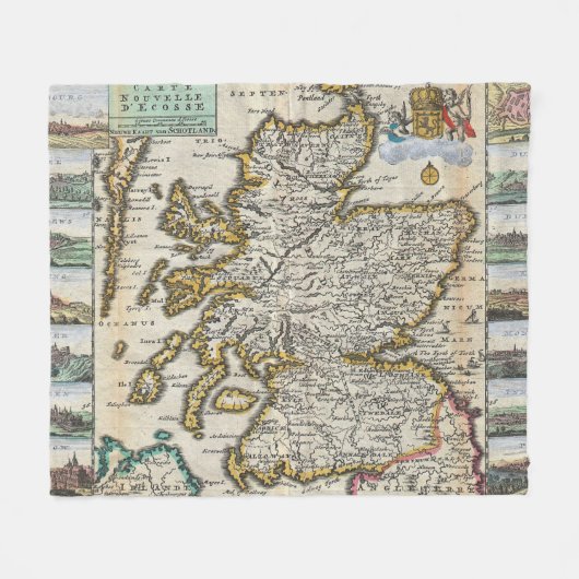 Couverture Polaire Carte vintage de l'Ecosse (1747) (Devant (Horizontal))