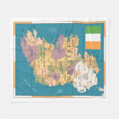 Couverture Polaire Carte vintage de l'Irlande (Devant (Horizontal))