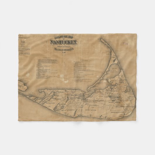 Couverture Polaire Carte vintage de Nantucket (1869) (Devant (Horizontal))