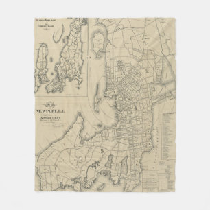 Couverture Polaire Carte vintage de Newport Île de Rhode (1901)