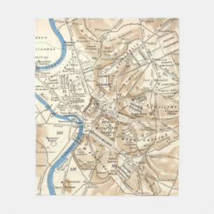 Couverture Polaire Carte vintage de Rome Italie (1870)