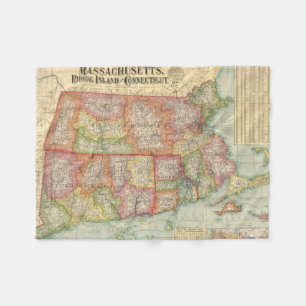 Couverture Polaire Carte vintage des États de la Nouvelle-Angleterre