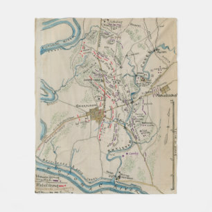 Couverture Polaire Carte vintage du champ de bataille d'Antietam