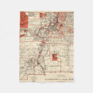 Couverture Polaire Carte vintage du Nouveau Mexique (1882)