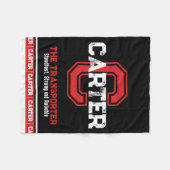 Couverture Polaire Carter nom signifiant monogramme sport noir rouge (Devant (Horizontal))
