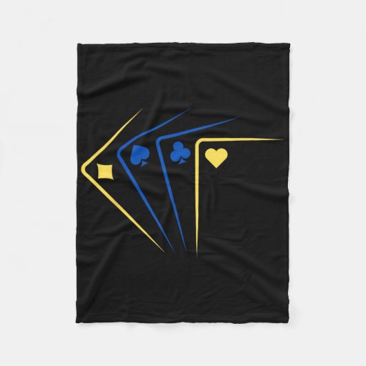 Couverture Polaire Cartes à jouer ukrainiennes As Drapeau Solidarité (Devant)