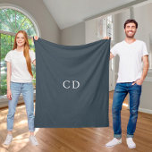 Couverture Polaire Cartes initiales monogrammées gris charbon moderne