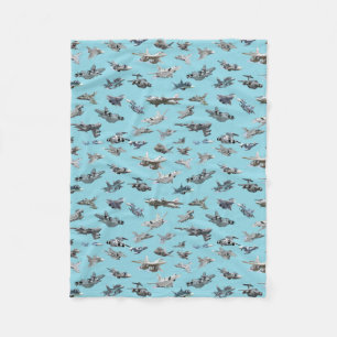 Couverture Polaire Cartographie avions militaires sans couture motif