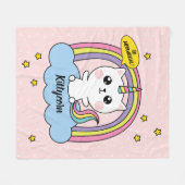 Couverture Polaire Carton rose Caticorn Cute Kawaii (Devant (Horizontal))