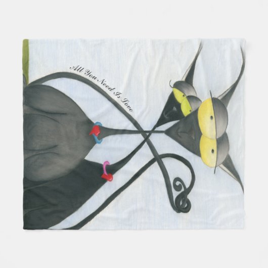 Couverture Polaire Cartoon de chats gris et noir (Devant (Horizontal))