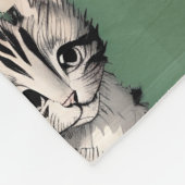 Couverture Polaire Cartoon kitten rayé voix kitty vert (Coin)