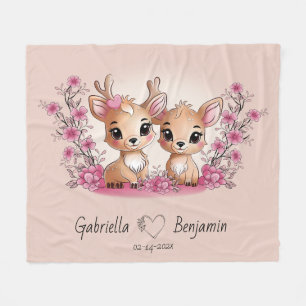 Couverture Polaire Cartoon mignon Bambi Les amoureux Coeur Saint-Vale