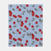 Couverture Polaire Cartoon mignon rouge cerise baies vert feuille ble (Devant)