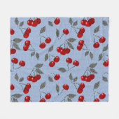 Couverture Polaire Cartoon mignon rouge cerise baies vert feuille ble (Devant (Horizontal))