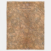 Couverture Polaire Carvages en bois Motif Floral Personnalisé Lrg (Devant)