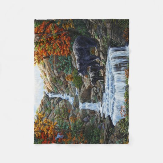 Couverture Polaire Cascade Mère et Cube Ours Noir (Devant)