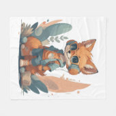 Couverture Polaire Casque bébé renard drôle (Devant (Horizontal))