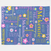 Couverture Polaire Casquette de nom McKenzie pour filles rose bleu (Devant (Horizontal))