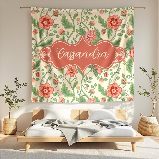 Couverture Polaire Cassandra Crème Art Nouveau Vin Floral