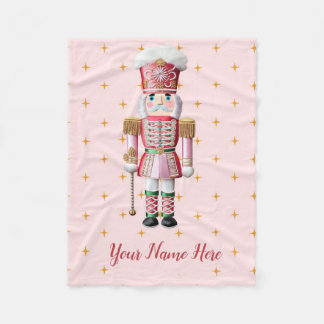Couverture Polaire Casse-Noisette Rose Nom Personnalisé Noël Petite-F